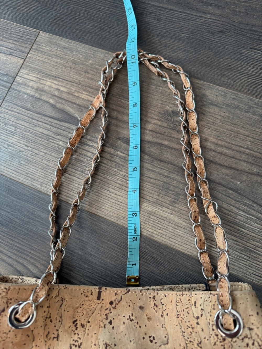 NWT CORX Midnight in Lisbon Rustic Cork Bag with Chain-Strap - Picture 12 of 13